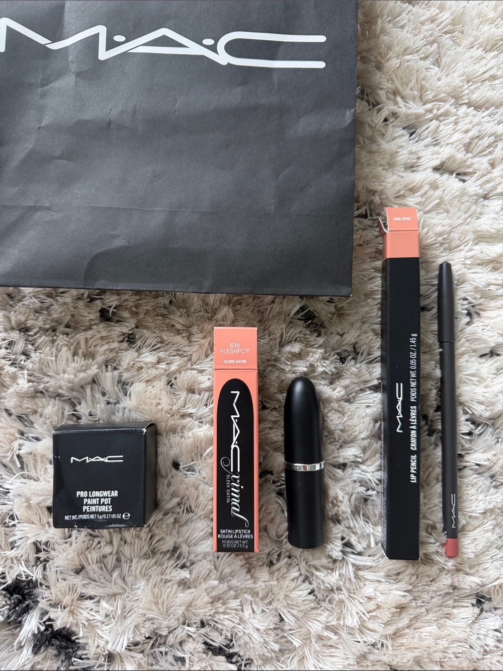 MAC Lipstick & Lip Pencil Set in Cool Spice and Fleshpot & Pro Longwear eye base